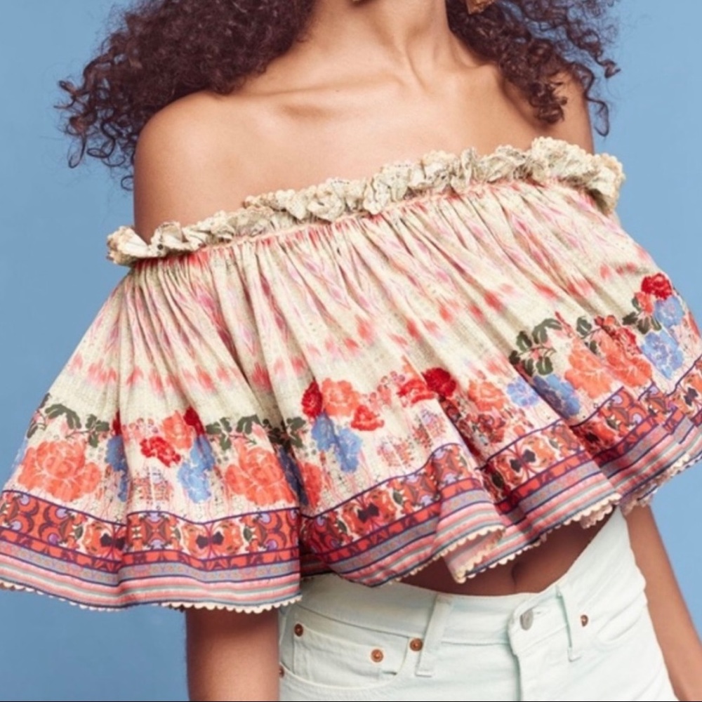 Anthropologie Bhanuni by Jyoti Floral Bohemian Embroidered Floral  Blouse Top M